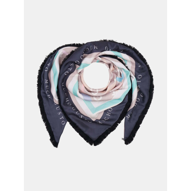 Mucho Gusto ® sjaal genova zwart creme logomania MUCHO GUSTO® Sjaal Genova Zwart Creme Logomania large