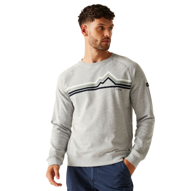 Regatta Heren nithsdale linear mountain crew hals sweatshirt UTRG11757_greymarl large