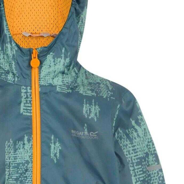 Regatta Waterdichte kinder/kinder lever ii jas met opdruk UTRG11773_stormyweatherglacierbrightmarigold large