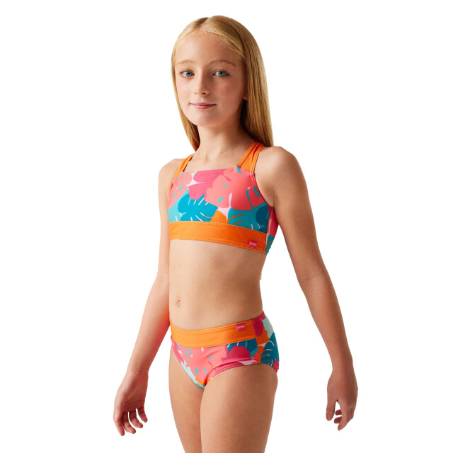 Regatta Meisjes dakaria iii tropical leaves bikiniset UTRG11772_orangebluepink large