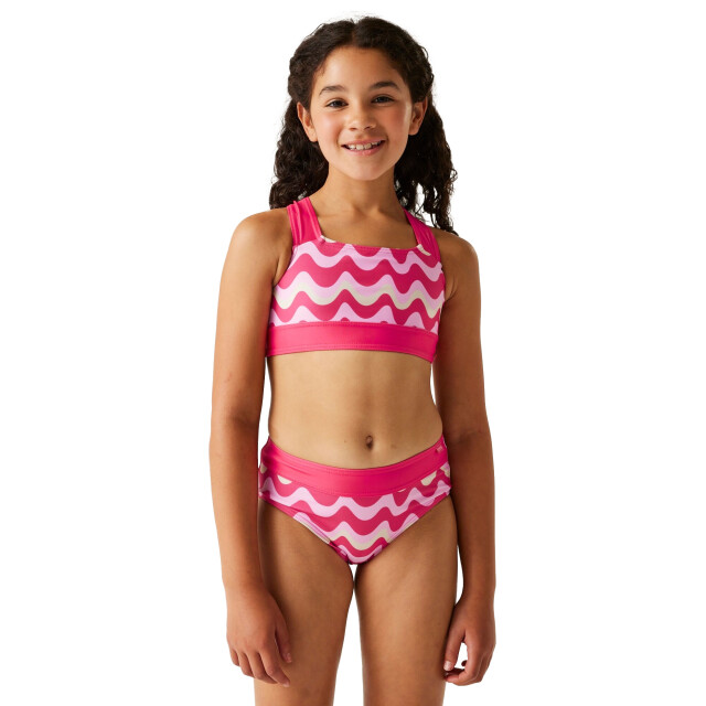 Regatta Meisjes dakaria iii golvend gestreept bikini set UTRG11805_pop large