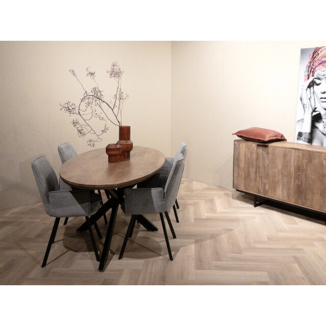 Livingfurn eetkamertafel jesper oval 210 cm mangohout / gecoat staal 2630753 large