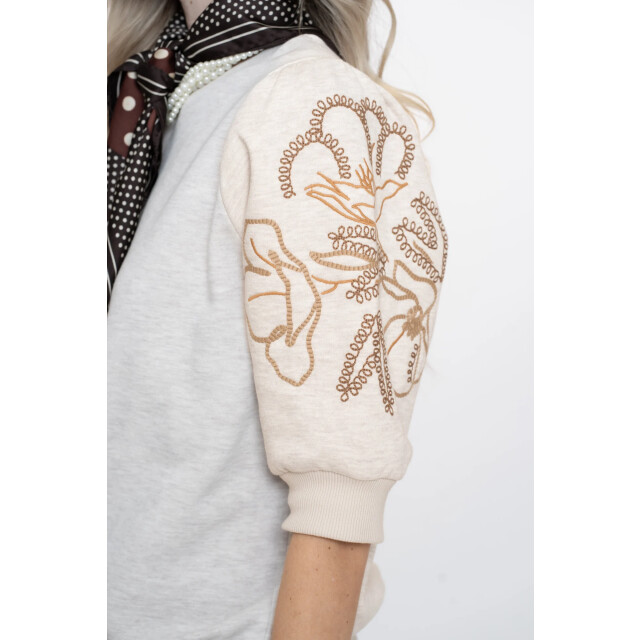 Geisha 52592-24 715 sweater short sleeve embroidery beige melange 52592-24 715 large