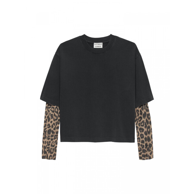 Catwalk Junkie Losvallende tshirt met mesh long sleeves 2503020214 large