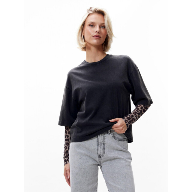 Catwalk Junkie Losvallende tshirt met mesh long sleeves 2503020214 large
