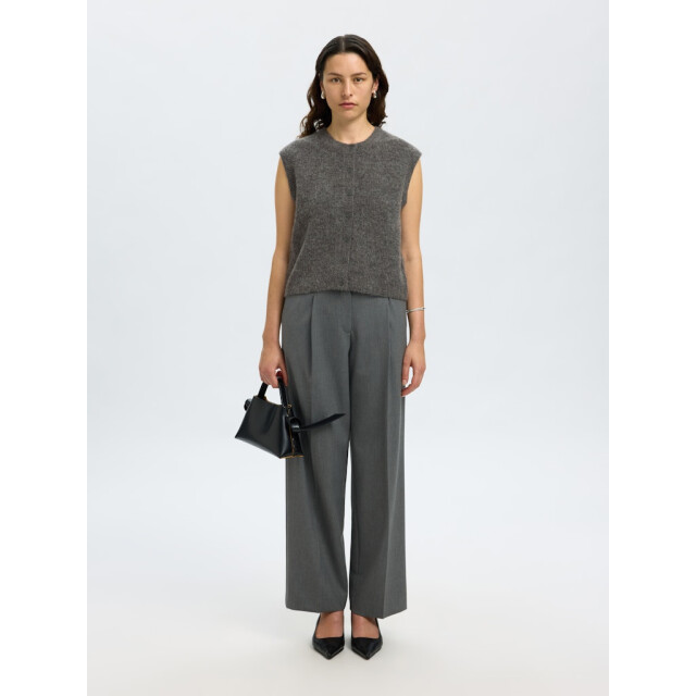 Selected Femme slflulu sl button o-neck vest ex 16098808 medium grey melange 06713.941.0009 large