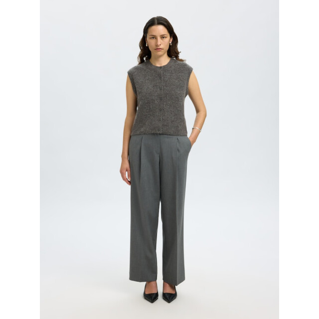Selected Femme slflulu sl button o-neck vest ex 16098808 medium grey melange 06713.941.0009 large
