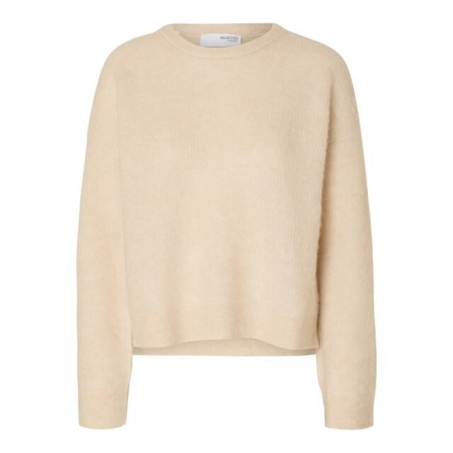 Selected Femme slfsia ras ls knit new o-neck noos 16098141 birch 06712.198.0210 large