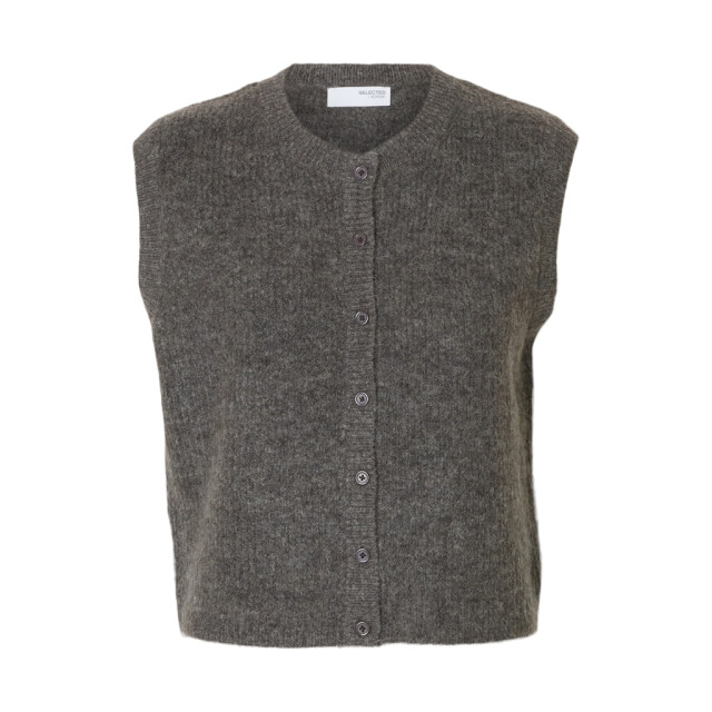 Selected Femme slflulu sl button o-neck vest ex 16098808 medium grey melange 06713.941.0009 large