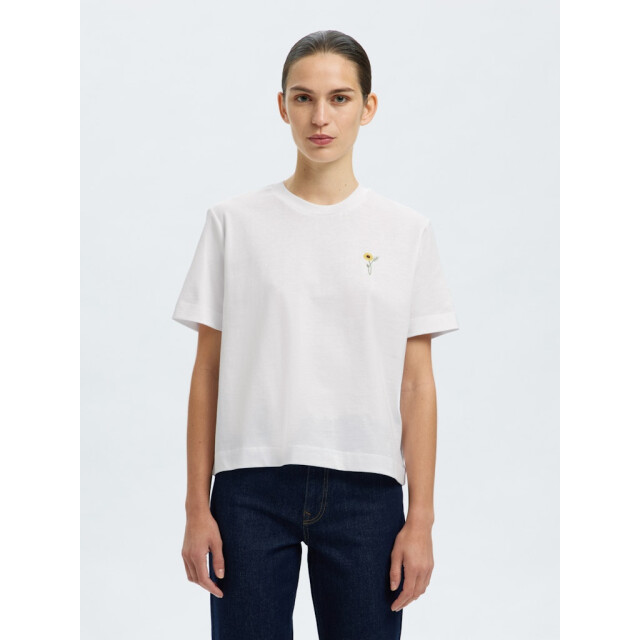 Selected Femme slfella ss emb boxy tee ft 16101219 bright white 06011.100.0240 large