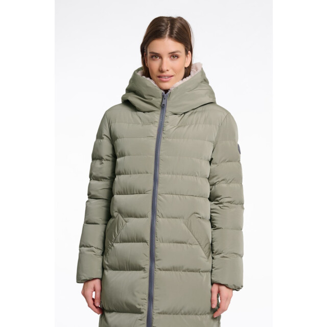 Rino & Pelle long padded hooded coat with faux fur keilafur.7002511 10917 green ash stone 06111.340.0009 large