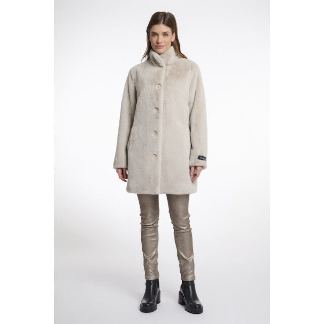 Rino & Pelle single breasted fake fur jacket nonna.7002511 9030 birch 06111.198.0080 large