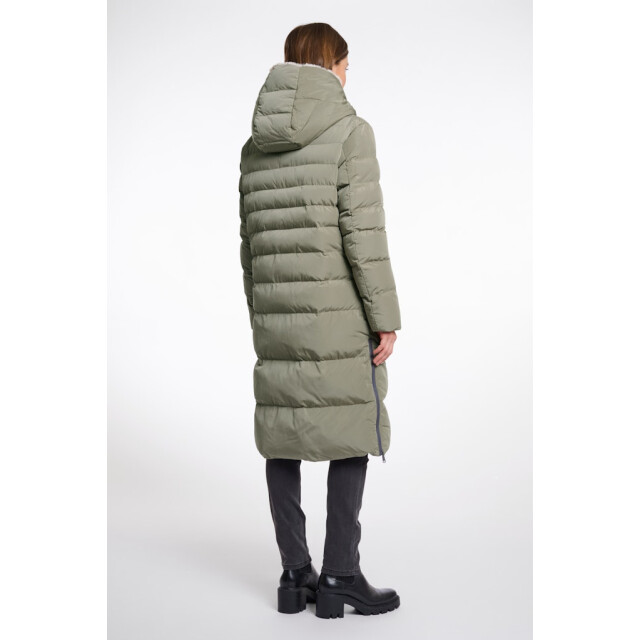 Rino & Pelle long padded hooded coat with faux fur keilafur.7002511 10917 green ash stone 06111.340.0009 large