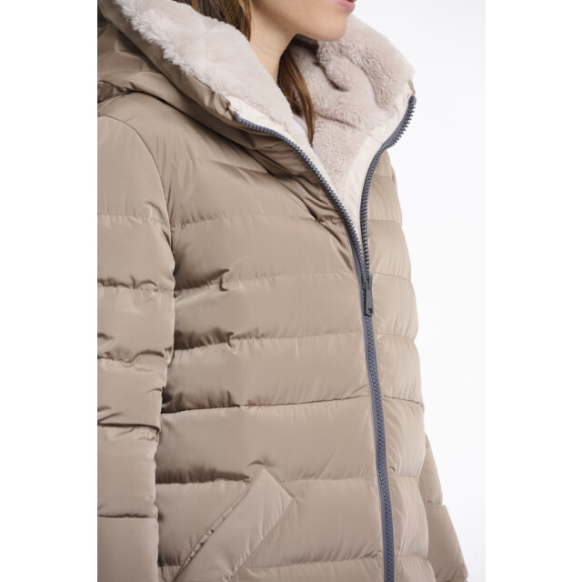 Rino & Pelle long padded hooded coat with faux fur keilafur.7002511 10920 toffee stone 06111.882.0120 large