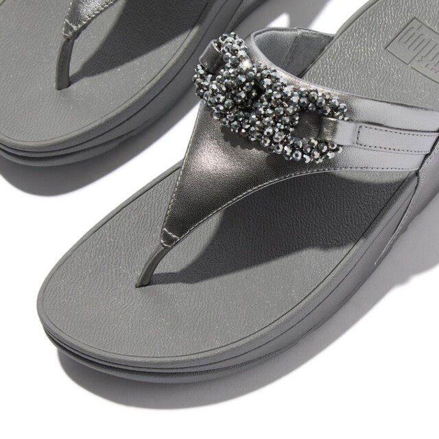 FitFlop Lulu beaded-chain leather toe-post sandals E6F large