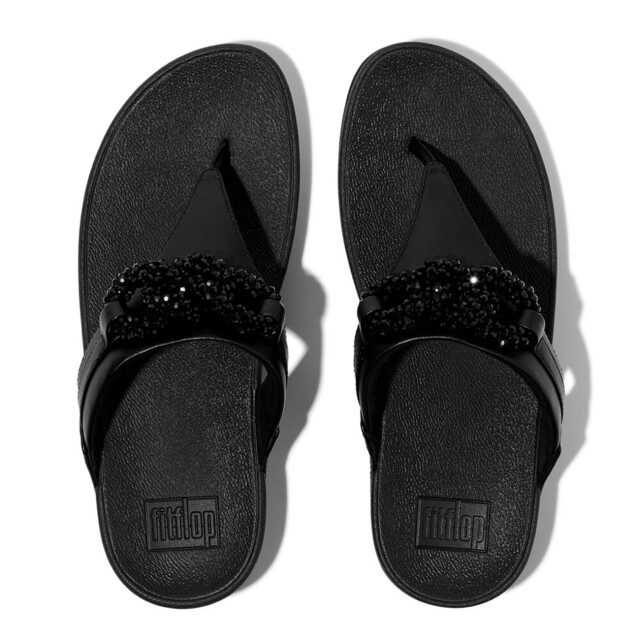 FitFlop Lulu beaded-chain leather toe-post sandals E6F large