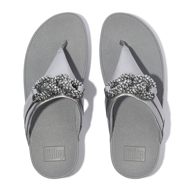 FitFlop Lulu beaded-chain leather toe-post sandals E6F large