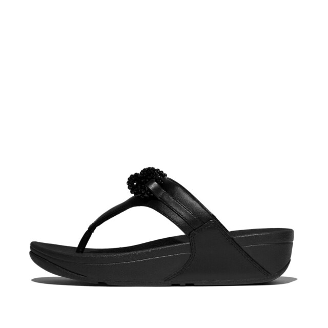 FitFlop Lulu beaded-chain leather toe-post sandals E6F large