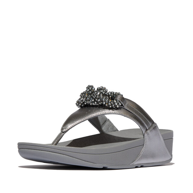FitFlop Lulu beaded-chain leather toe-post sandals E6F large