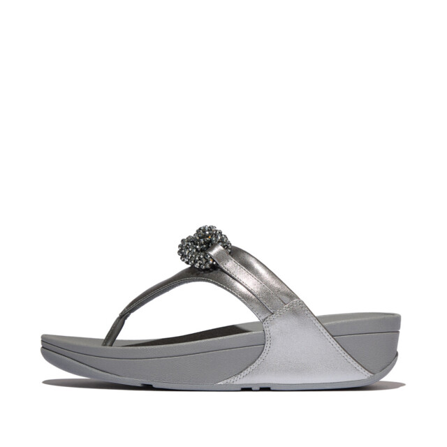 FitFlop Lulu beaded-chain leather toe-post sandals E6F large