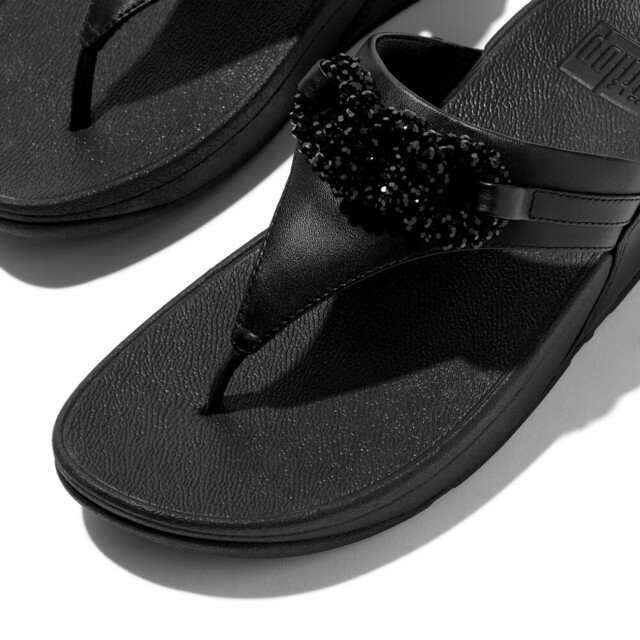 FitFlop Lulu beaded-chain leather toe-post sandals E6F large