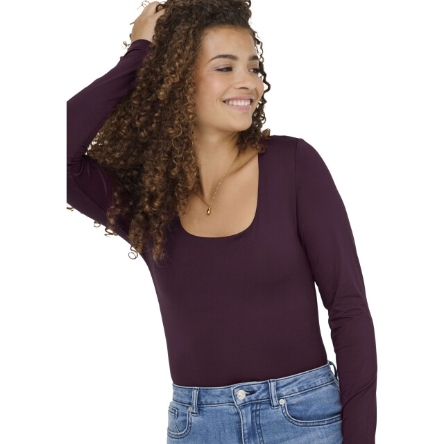 Only Onlea l/s 2-way deep neck top jrs noos winetasting 15302647-188839 large