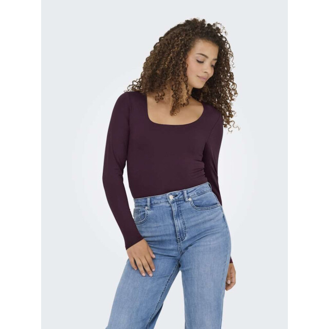 Only Onlea l/s 2-way deep neck top jrs noos winetasting 15302647-188839 large