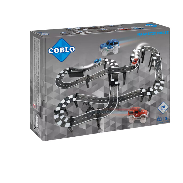 Coblo Magnetische autobaan set 70-delig COBLO70-R/B large