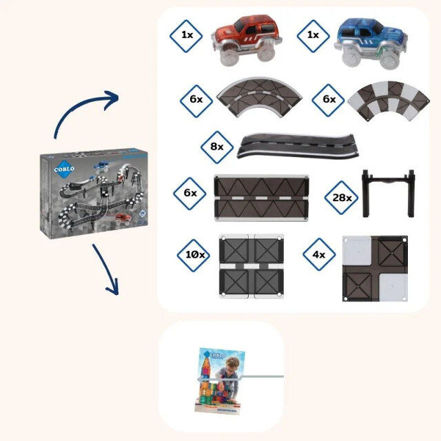 Coblo Magnetische autobaan set 70-delig COBLO70-R/B large