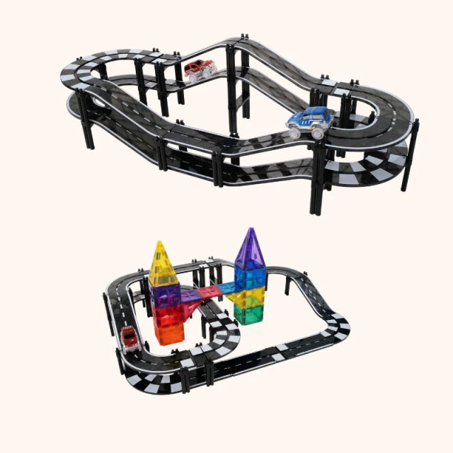 Coblo Magnetische autobaan set 70-delig COBLO70-R/B large
