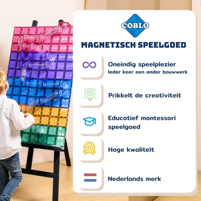 Coblo Magnetische knikkerbaan pastel 100 delig 8720938018008 large