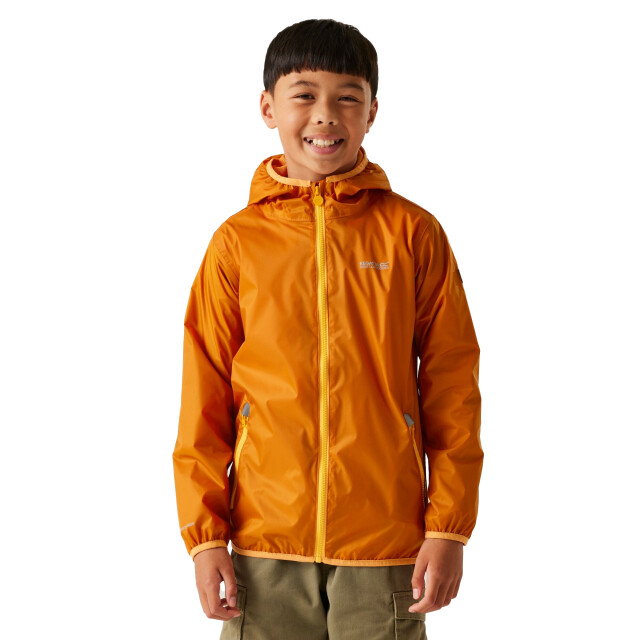 Regatta Groot buitenshuis kinderen/kinderen lever ii packaway rain jacket UTRG1885_foxbrightmarigold large