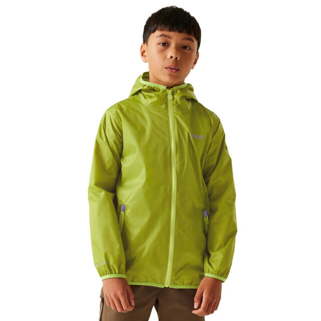 Regatta Groot buitenshuis kinderen/kinderen lever ii packaway rain jacket UTRG1885_grenoblegreenwildlime large