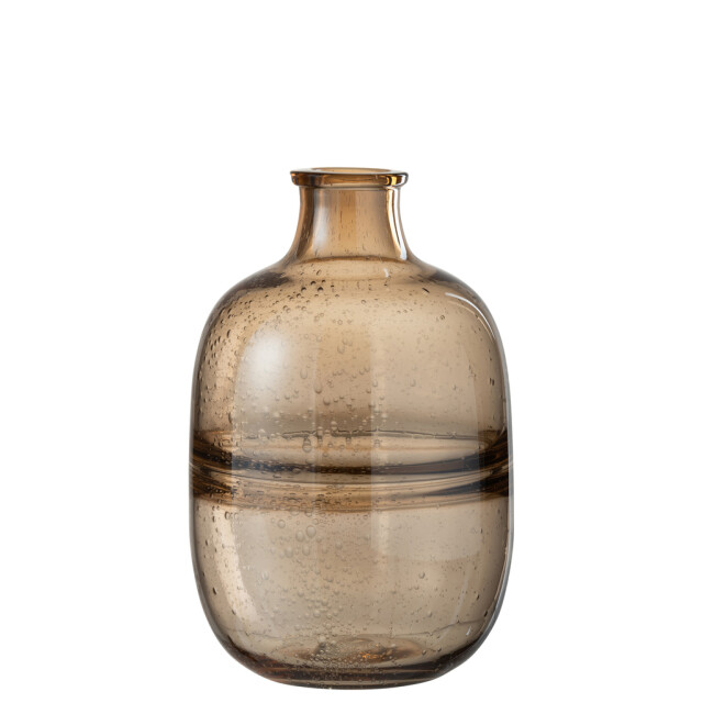 J-Line Vaas rond ribbel glas amber small 23321 large
