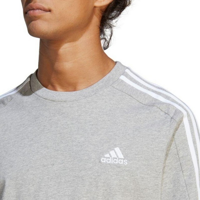 Adidas Heren essentials 3 stripes single jersey t-shirt UTPP4633_silvergrey large