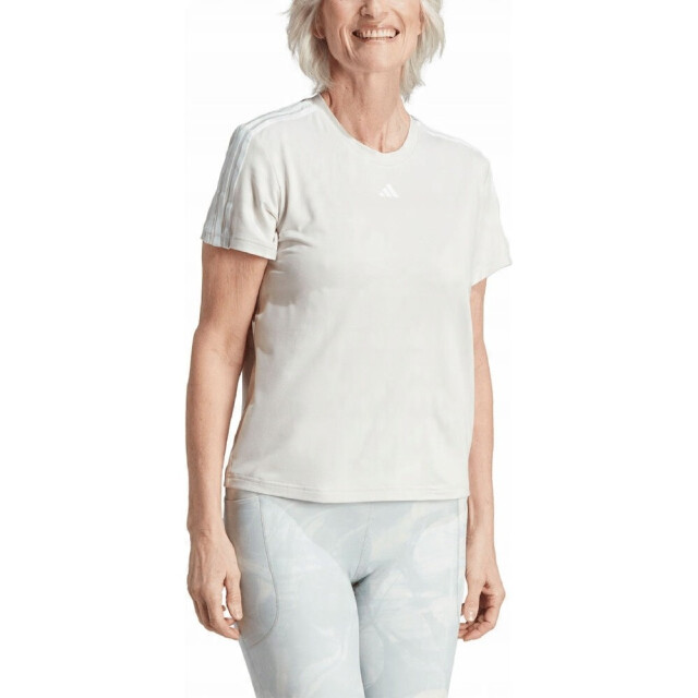 Adidas Dames train essentials drievoudig gestreept aeroready t-shirt UTPP4497_ecru large