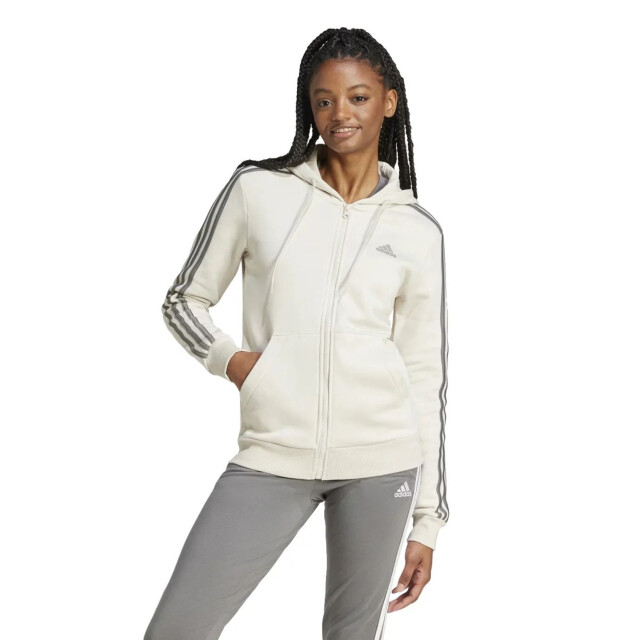 Adidas Dames essentials 3 stripes fleece full zip hoodie UTPP4381_white large