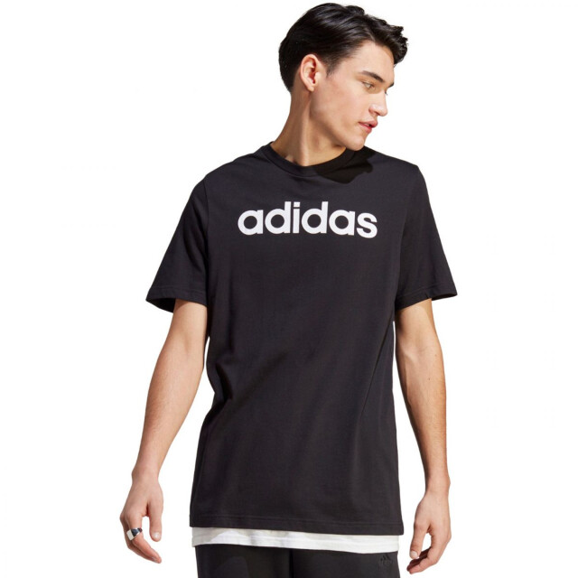 Adidas Heren essentials linear geborduurd logo single jersey t-shirt UTPP4352_black large