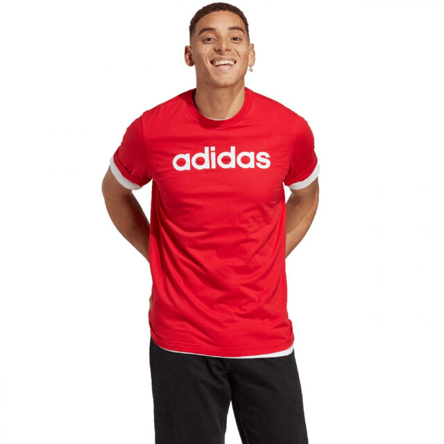 Adidas Heren essentials linear geborduurd logo single jersey t-shirt UTPP4352_red large