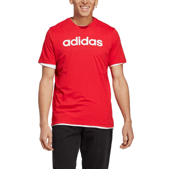 Adidas Heren essentials linear geborduurd logo single jersey t-shirt UTPP4352_red large