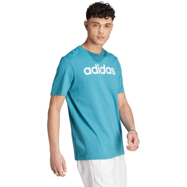 Adidas Heren essentials linear geborduurd logo single jersey t-shirt UTPP4352_blue large