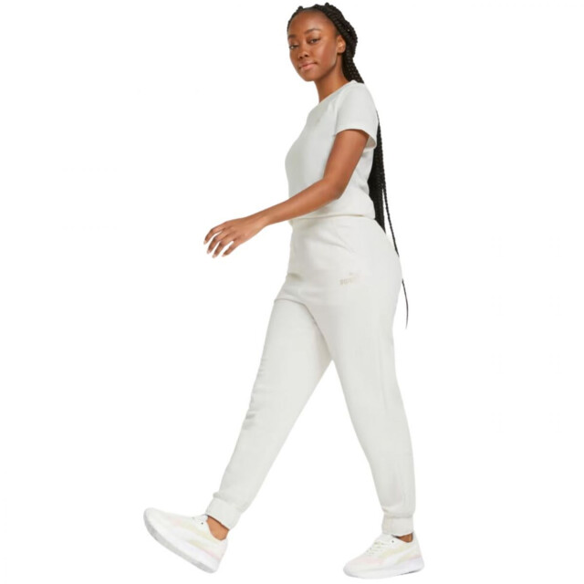 Puma Dames ess+ geborduurde joggingbroek hoge taille UTPP3781_beige large