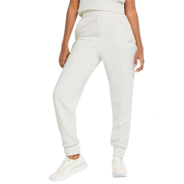 Puma Dames ess+ geborduurde joggingbroek hoge taille UTPP3781_beige large