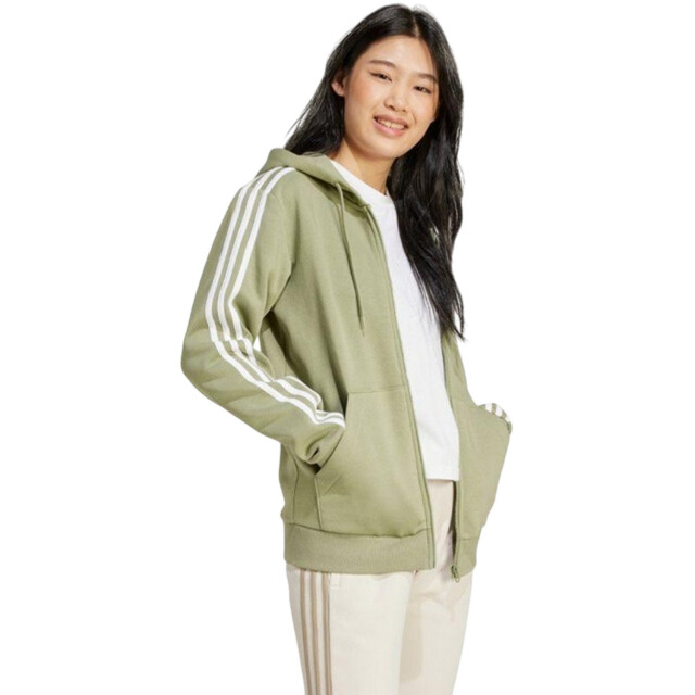 Adidas Dames essentials 3 stripes fleece full zip hoodie UTPP3551_green large