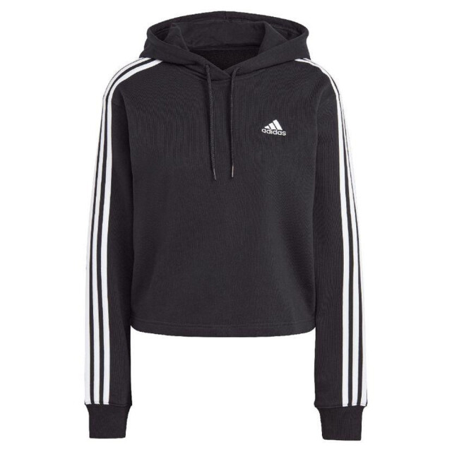 Adidas Dames essentials gestreepte french terry korte hoodie UTPP3142_black large