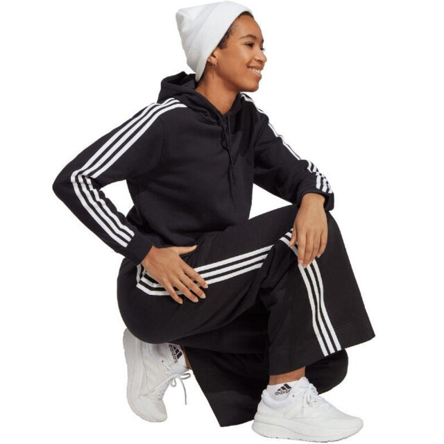Adidas Dames essentials gestreepte french terry korte hoodie UTPP3142_black large