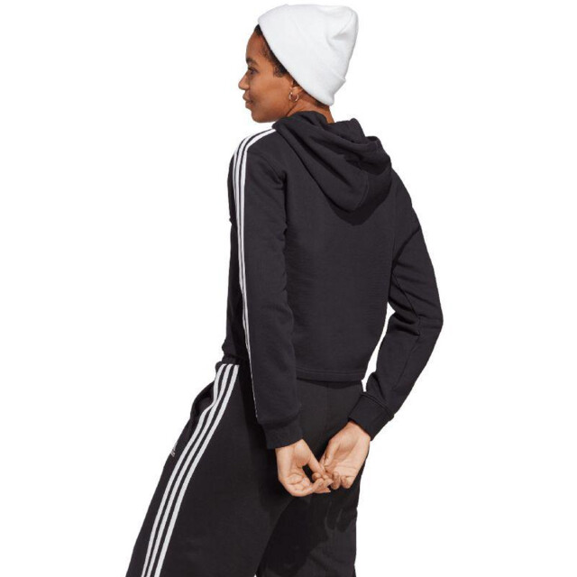 Adidas Dames essentials gestreepte french terry korte hoodie UTPP3142_black large