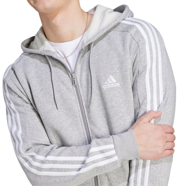 Adidas Heren essentials 3 stripes fleece full zip hoodie UTPP2908_greysilver large