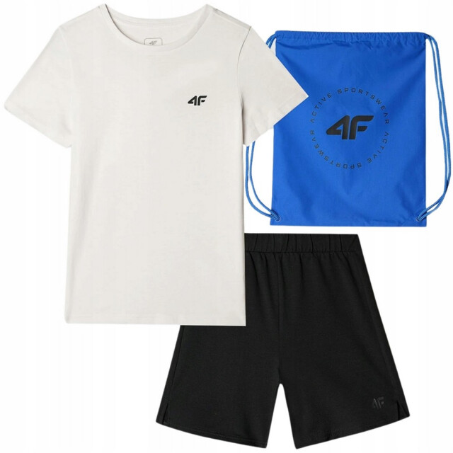 4F Jongens jwaw24tapsm022 set t-shirt & korte broek UTPP6661_whiteblackblue large