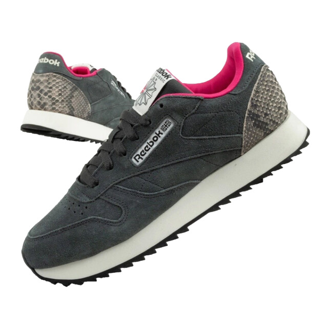 Reebok Dames classic ripple slangenleer ecologisch leren trainers UTPP5155_greypink large